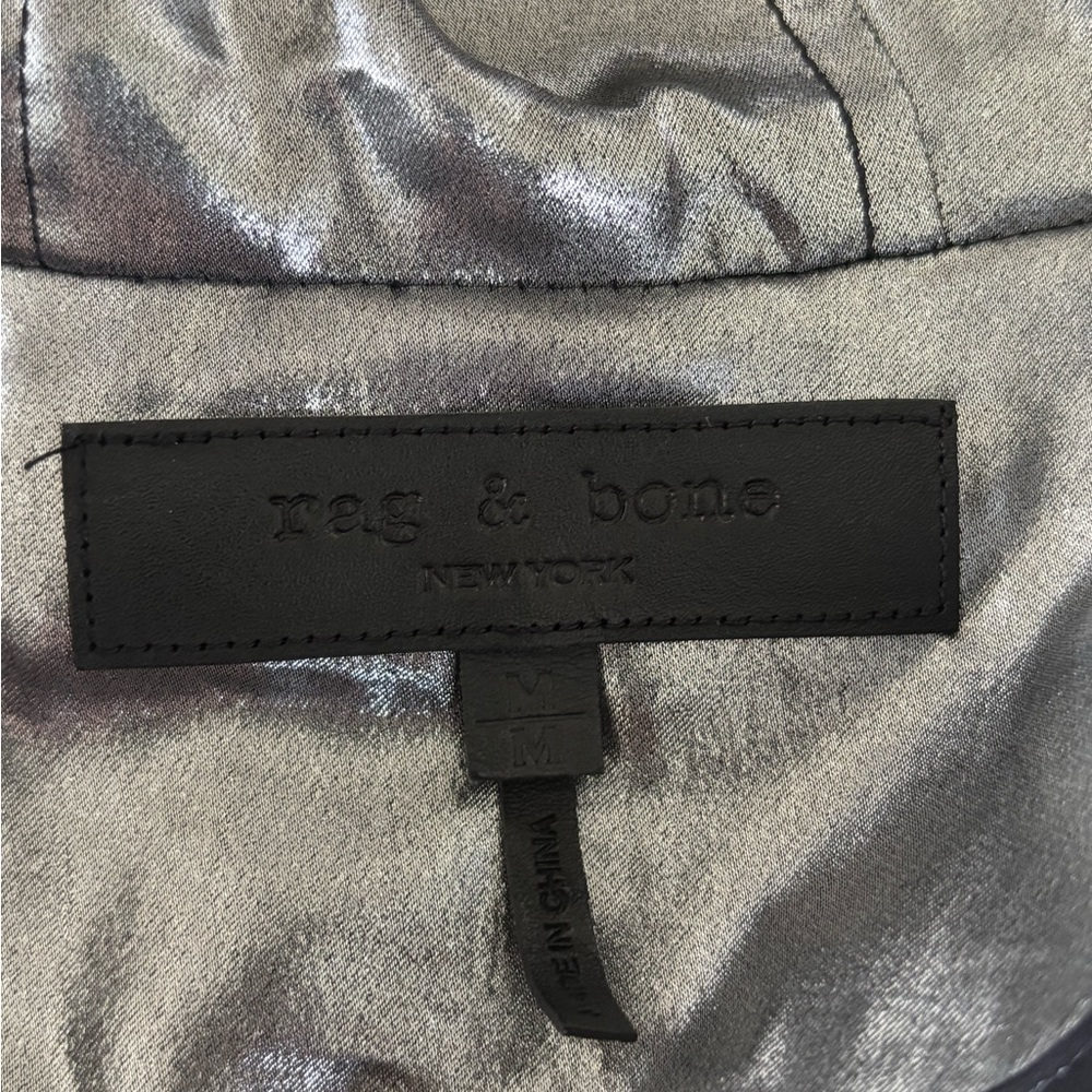 Rag & Bone SLOANE jacket silver metallic grey black sporty M - Picture 5 of 8